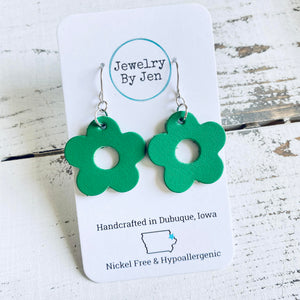 Petite Flower Earrings: Kelly Green
