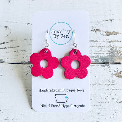 Petite Flower Earrings: Fuchsia