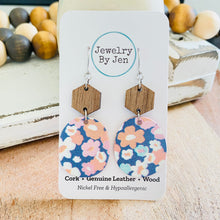 Load image into Gallery viewer, Walnut Hexagon &amp; Wallflowers Earrings