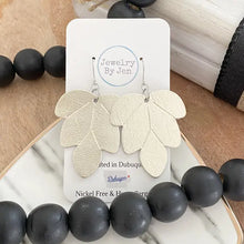 Load image into Gallery viewer, Embossed Leaf Earrings: Platinum
