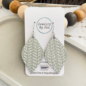 Diva Earrings: Sage Green Chevron