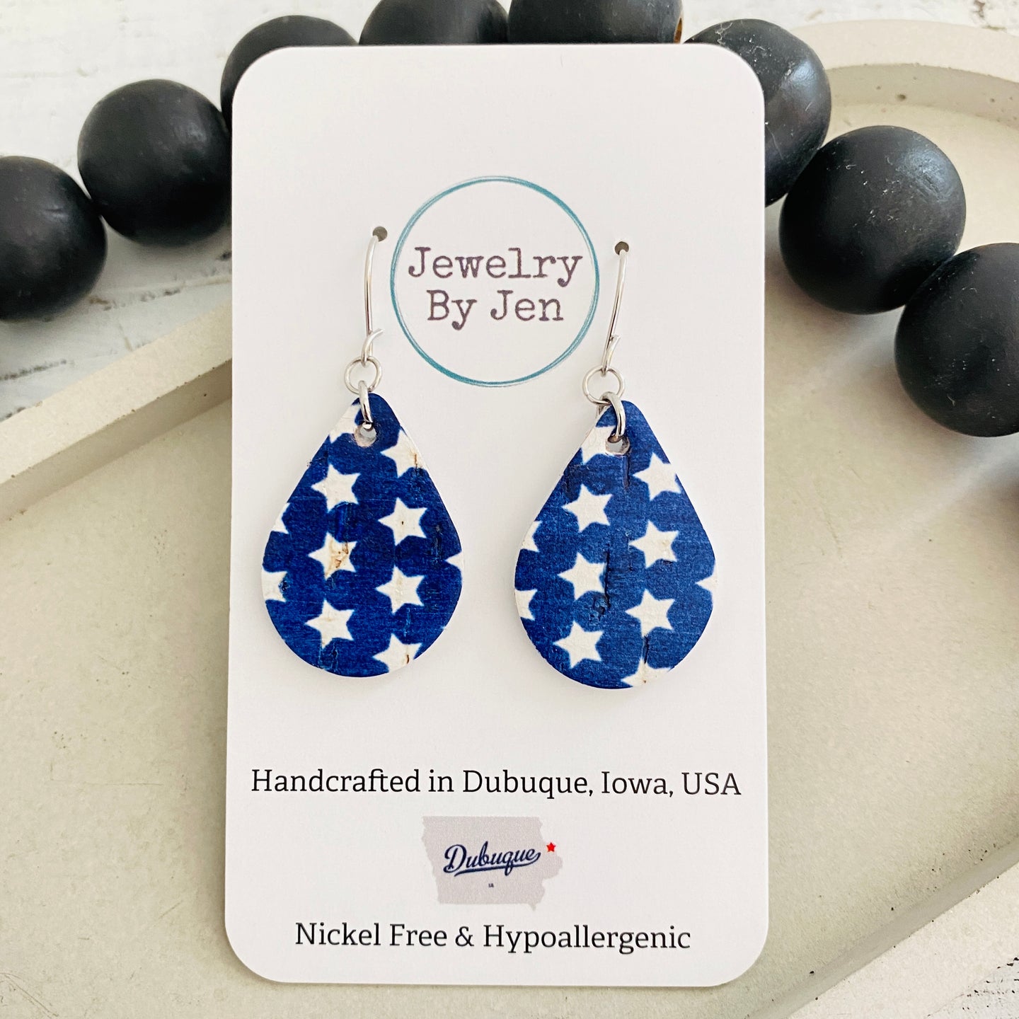 Small Teardrop: White Stars on Blue