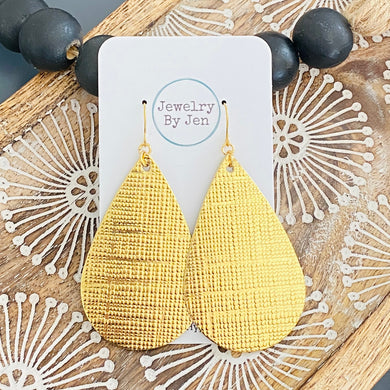 Large Teardrop Earrings: Gold Saffiano