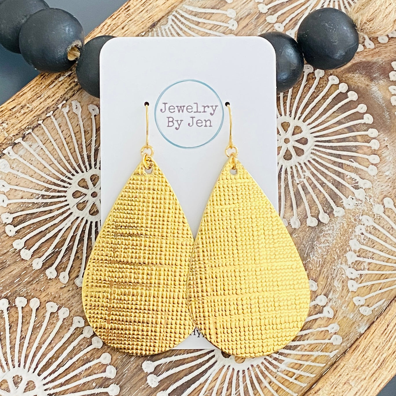 Gold Saffiano Large Teardrop