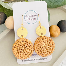 Load image into Gallery viewer, Rattan w/Gold Earrings