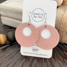 Load image into Gallery viewer, Embossed Rainbow Circle Earrings: Blush Pink