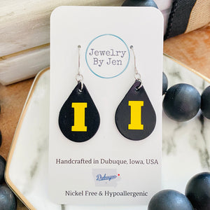 Iowa Hawkeyes Small Teardrop Earrings