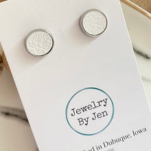 Load image into Gallery viewer, Stud Earrings: White Leather