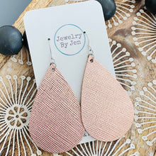 Load image into Gallery viewer, Large Teardrop Earrings: Rose Gold Saffiano