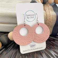 Load image into Gallery viewer, Embossed Rainbow Circle Earrings: Blush Pink