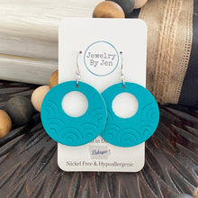 Load image into Gallery viewer, Embossed Rainbow Circle Earrings: Turquoise