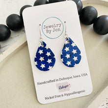 Load image into Gallery viewer, Small Teardrop: White Stars on Blue