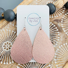 Load image into Gallery viewer, Large Teardrop Earrings: Rose Gold Saffiano