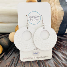 Load image into Gallery viewer, Embossed Rainbow Circle Earrings: White
