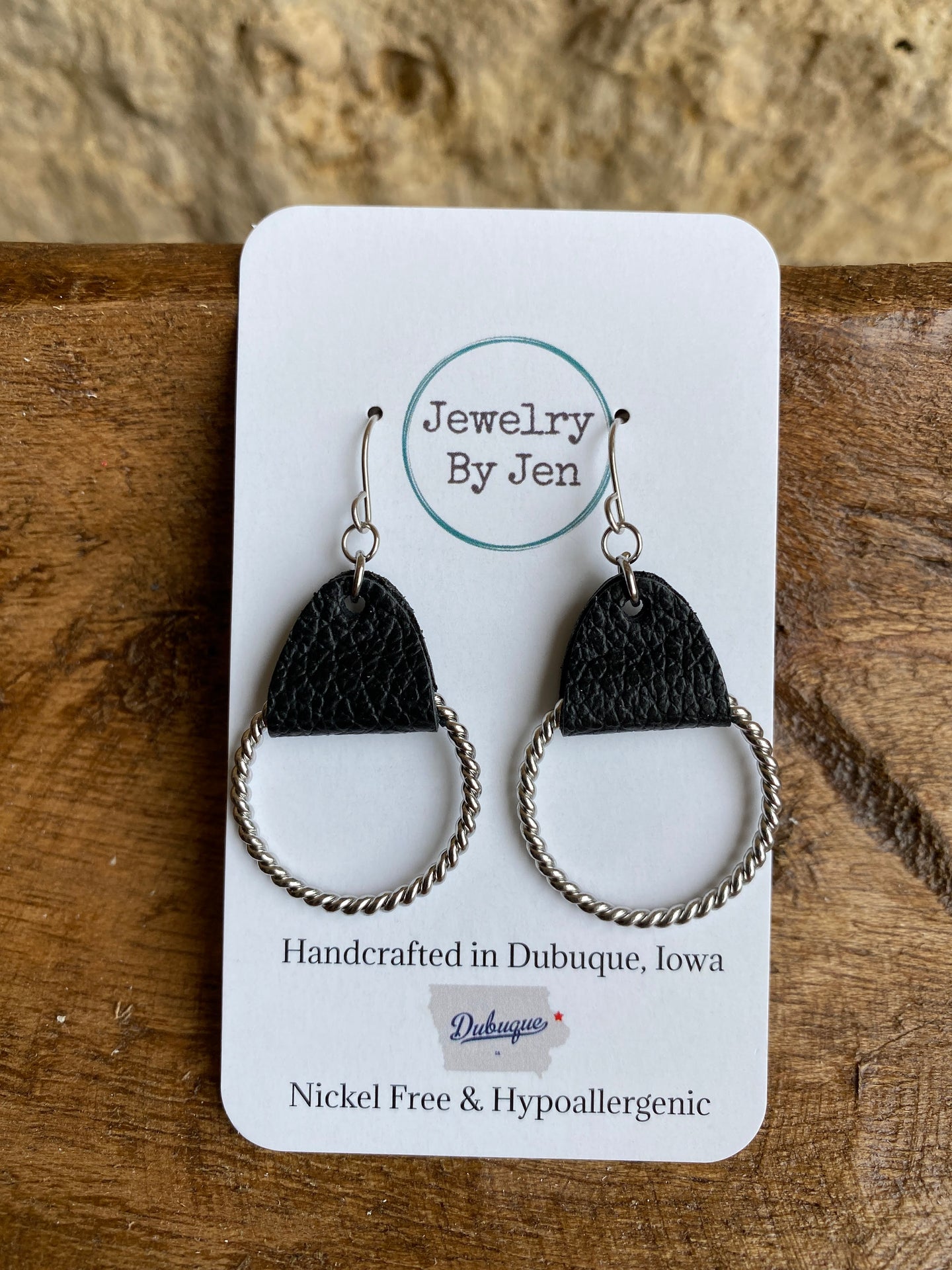 Twisted Hoop Earrings: Black