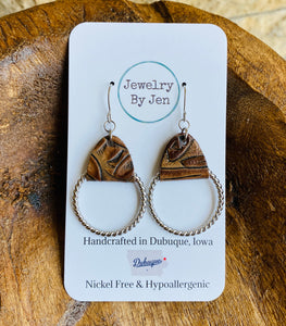 Twisted Hoop Earrings: Brown Tooled