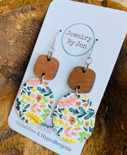 Load image into Gallery viewer, Cherry Rounded Square &amp; Gentle Summer Floral Earrings