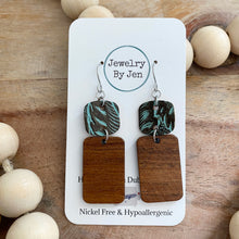 Load image into Gallery viewer, Walnut Rectangle w/Turquoise Brown Tooled Square