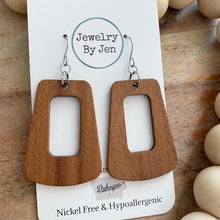 Load image into Gallery viewer, Wood Trapezoid Earrings