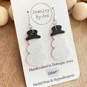 Glitter Snowman w/Black Leather Hat