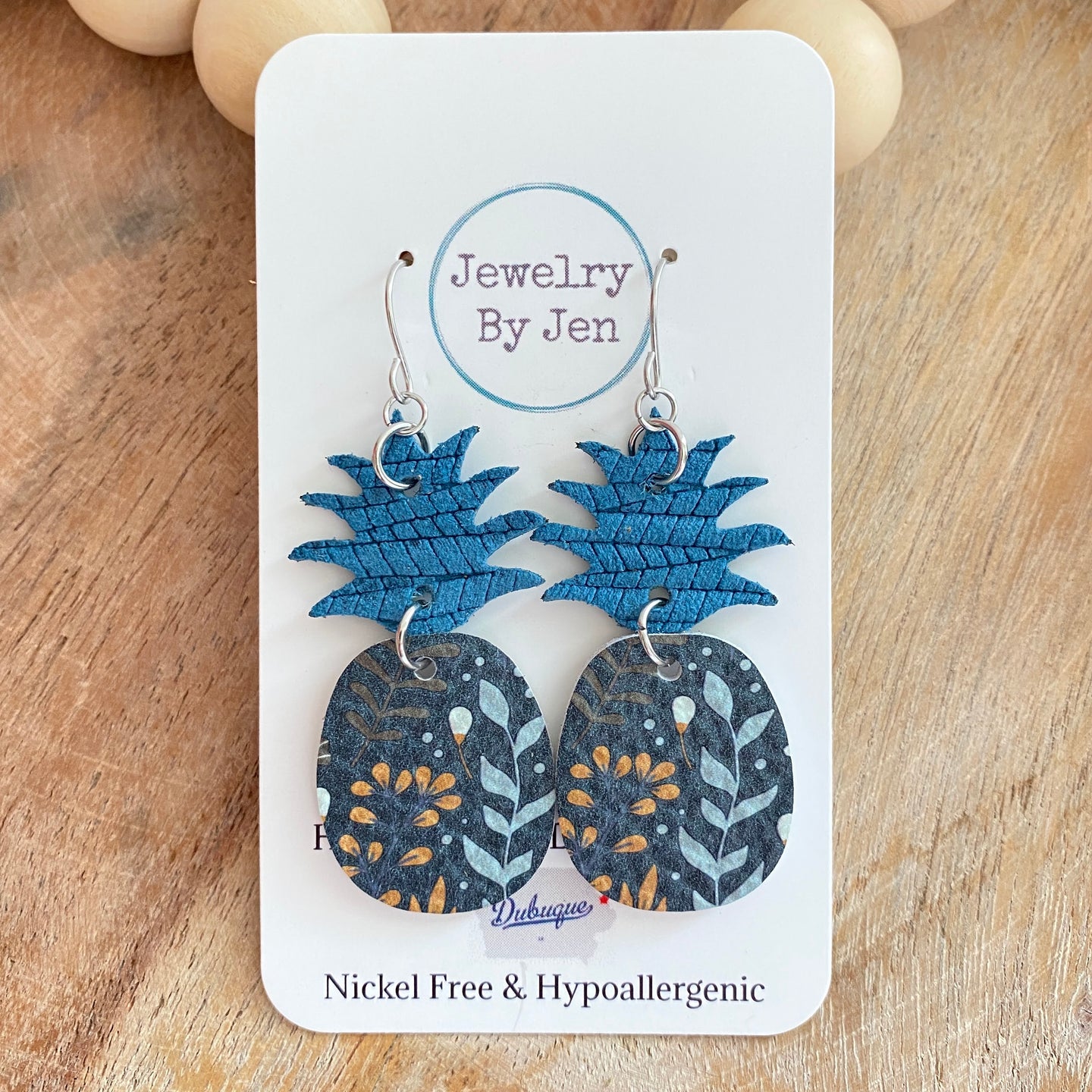 Teal & Navy Floral Herbs Pineapple