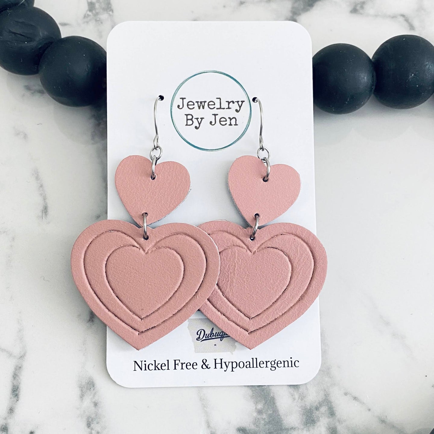 Embossed Double Heart: Blush