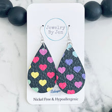 Load image into Gallery viewer, Medium Teardrop: Rainbow Hearts