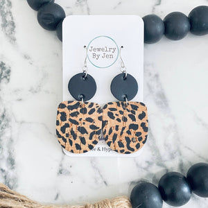 Boho Dangle Earrings: Black & Spotted Cheetah