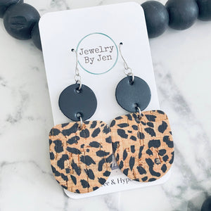 Boho Dangle Earrings: Black & Spotted Cheetah