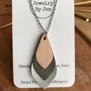 Blush, Grey & Silver Skinny Necklace