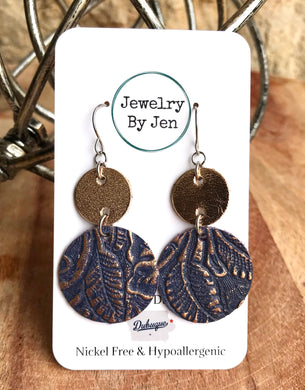Rose Gold & Navy Western Earrings