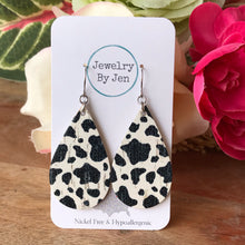 Load image into Gallery viewer, Medium Teardrop Earrings: Cow Print