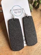 Load image into Gallery viewer, Bar Earrings (XL): Black Fine Glitter