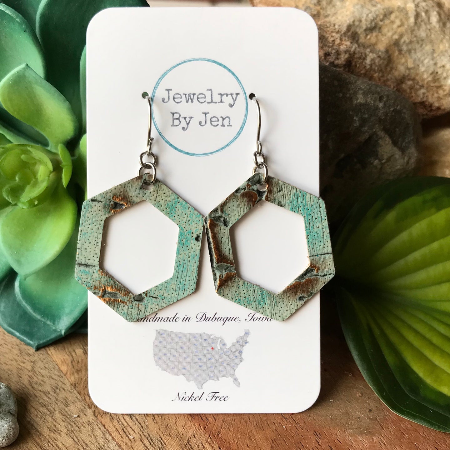 Turquoise Wildwood Cutout Hexagon