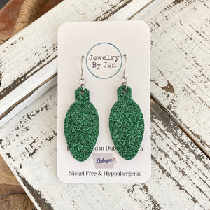 Holiday Light Bulb: Green Fine Glitter
