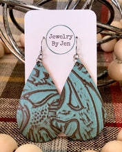 Load image into Gallery viewer, Large Teardrop: Turquoise Tooled