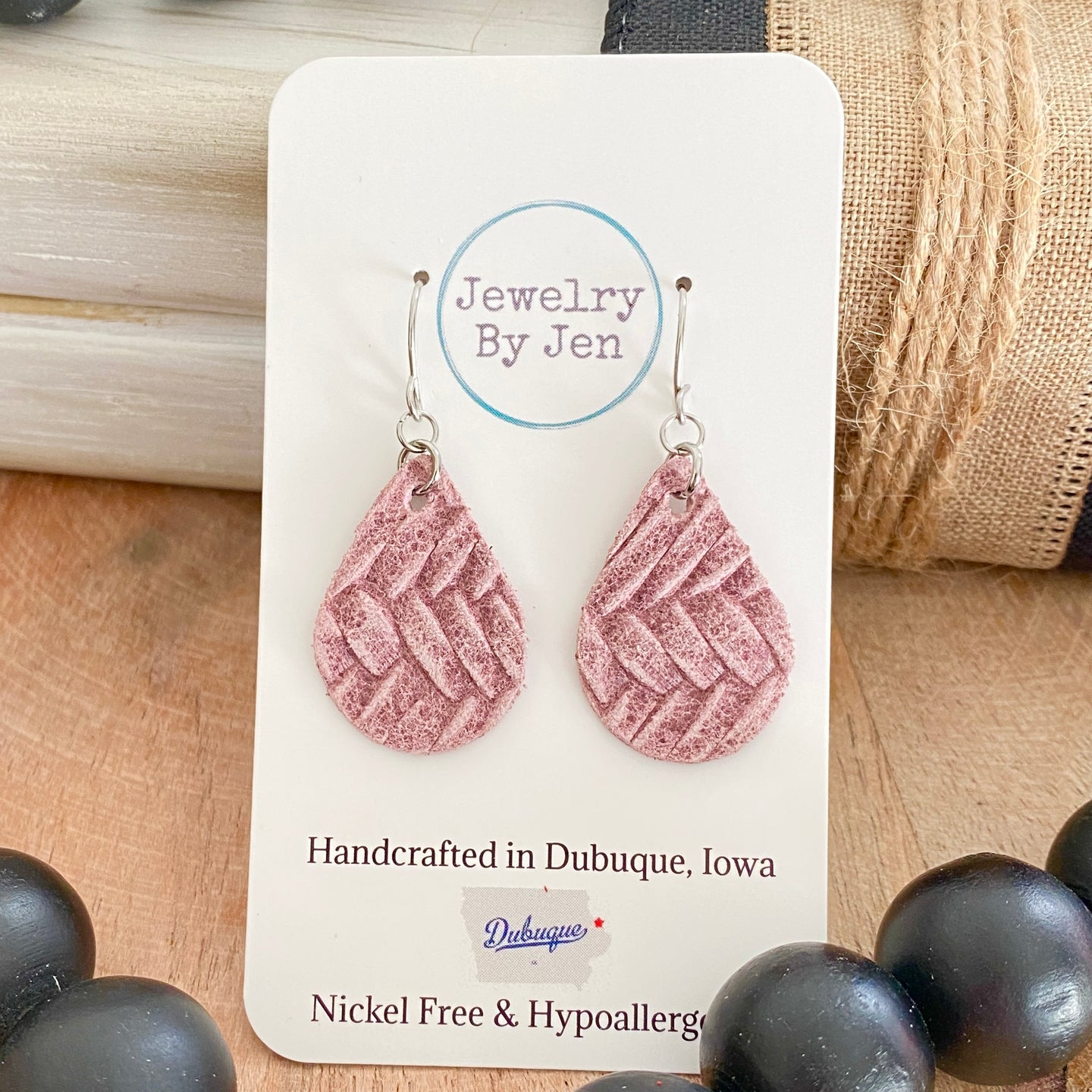 Small Teardrop: Pink Chiffon Braided