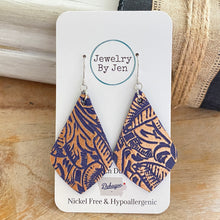 Load image into Gallery viewer, Rose Gold &amp; Navy Tooled Elegant Teardrop