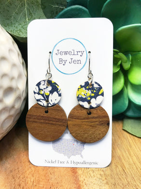 Navy Floral Cork & Wood