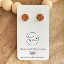 Load image into Gallery viewer, Orange Fine Glitter Studs