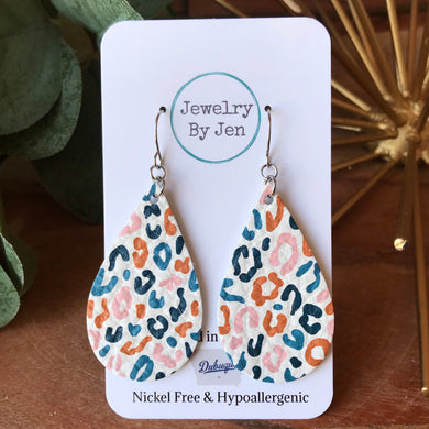 Medium Teardrop Earrings: Leopard Multi