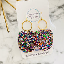 Load image into Gallery viewer, Boho Dangle: Jewel Tone Glitter w/Gold Accent