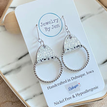 Load image into Gallery viewer, Twisted Hoop: White &amp; Silver Cheetah