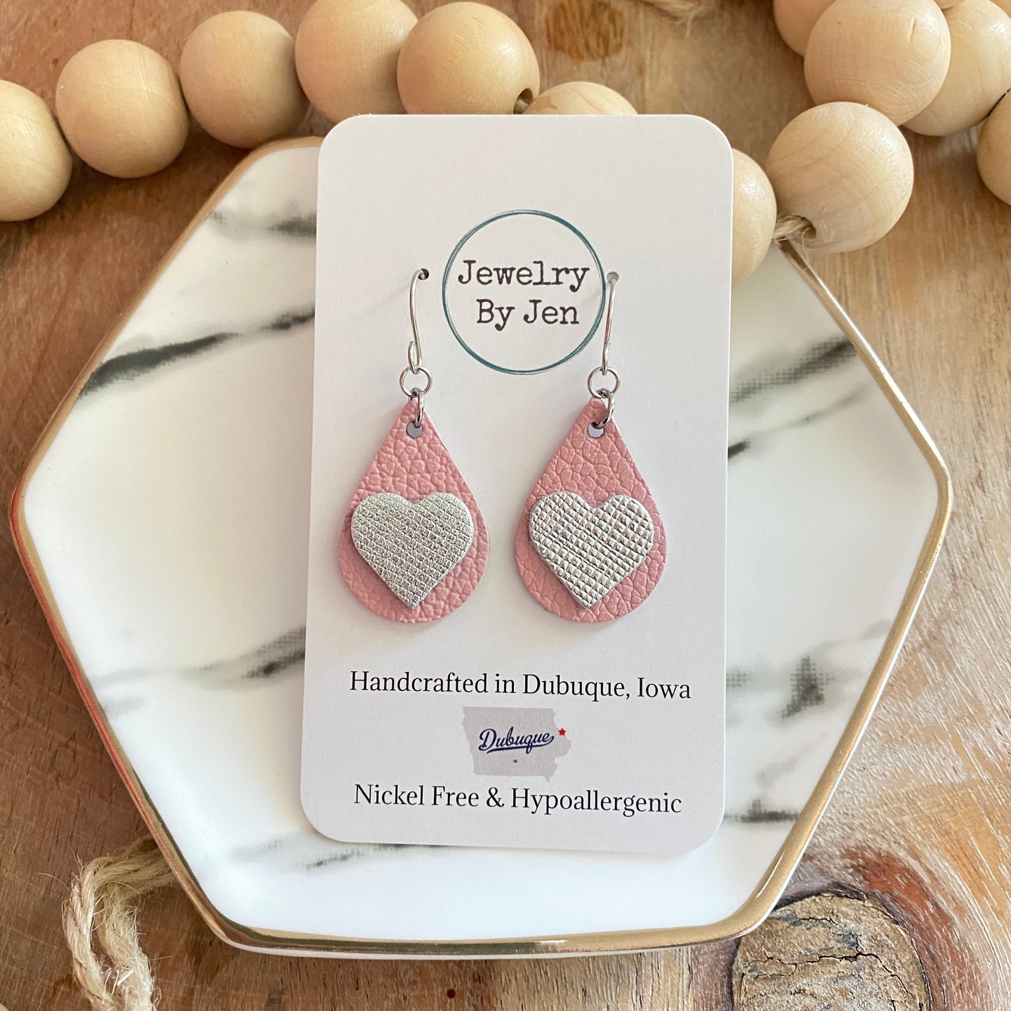 Pink with silver heart