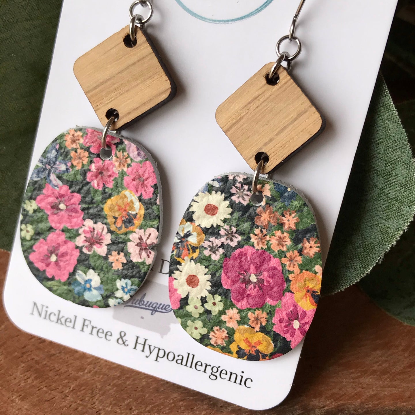 Midsummer Floral & Wood Earrings