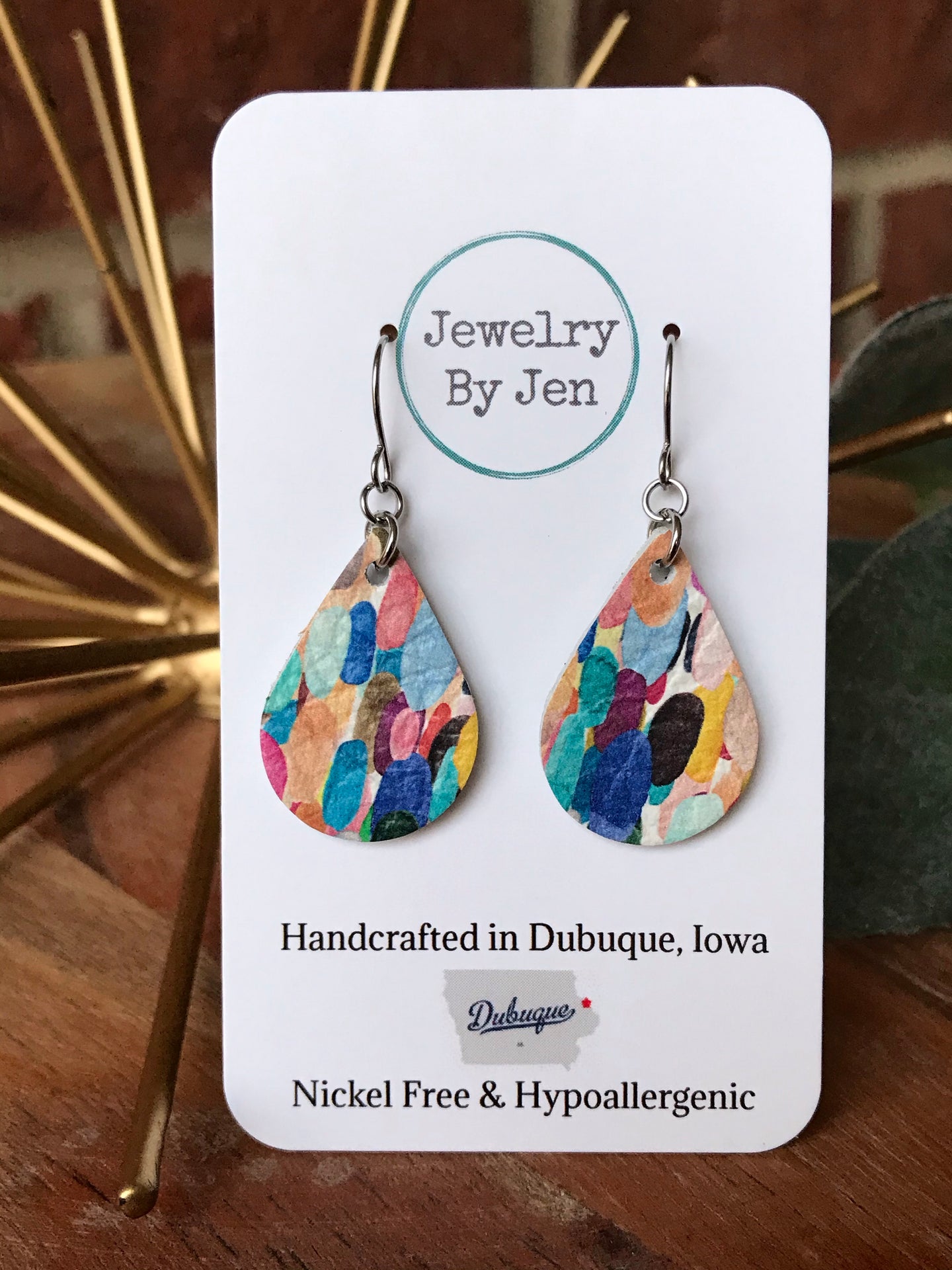 Small Teardrop Earrings: Confetti Splash