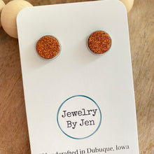 Load image into Gallery viewer, Orange Fine Glitter Studs