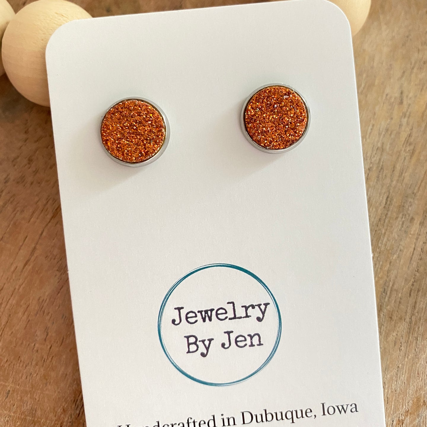 Orange Fine Glitter Studs