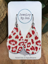 Load image into Gallery viewer, Red Cheetah on White Medium Teardrop
