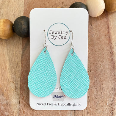 Robin Egg Saffiano Medium Teardrop